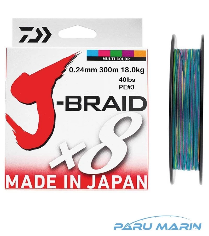 Daiwa J-braid X8 Multi Color 300 Mt. 0.24mm 18kg. İp Misina