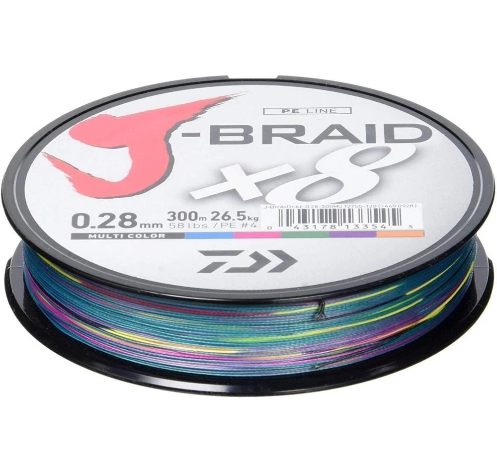 Daiwa J-braid X8 Multi Color 300 Mt. 0.24mm 18kg. İp Misina
