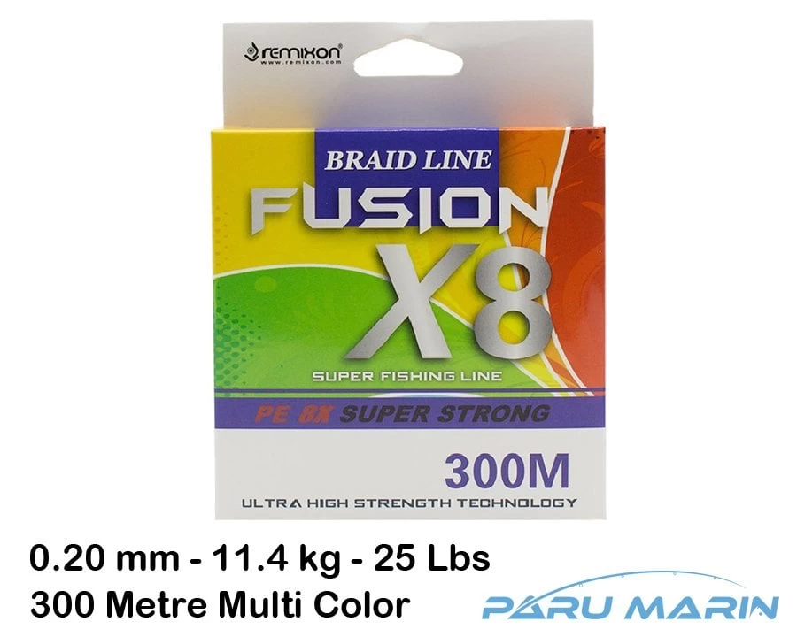 Remixon Fusion 300mt.0.20mm 11.4kg. X8 Multi Color Renkli İp Misina