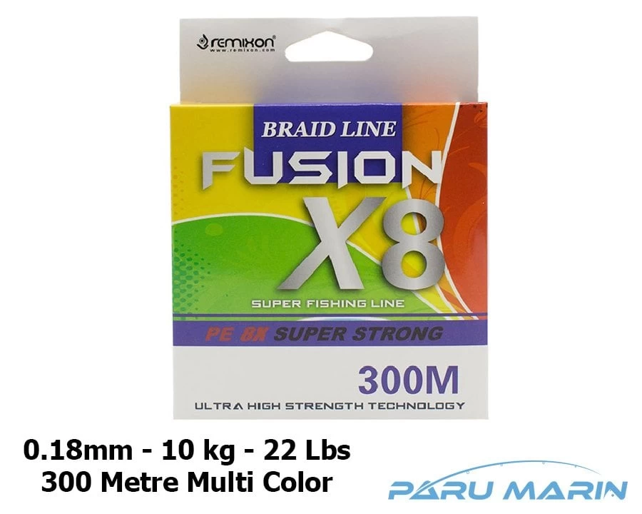 Remixon Fusion 300mt.0.18mm 10kg. X8 Multi Color Renkli İp Misina