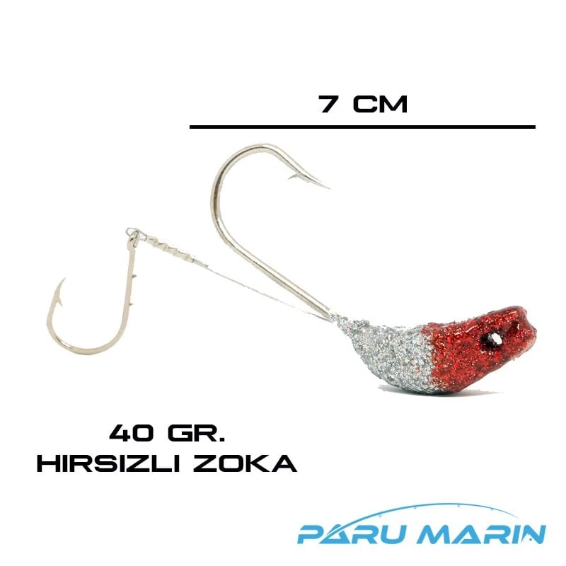 Lüfer Ve Kofana Zokası 40gr. Hırsızlı Kırmızı Beyaz