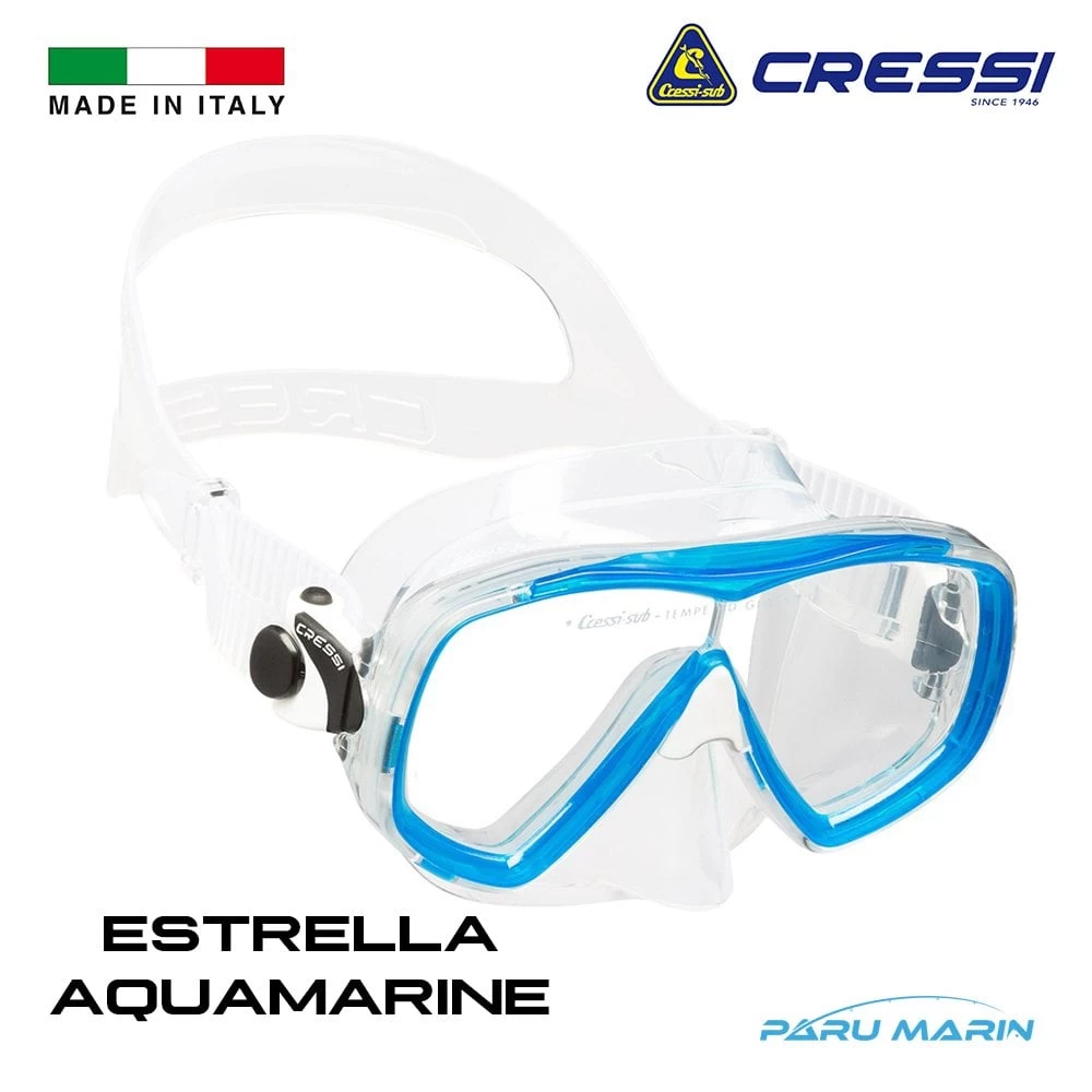 Cressi Estrella Tek Parça Cam Dalış Maskesi Aquamarine