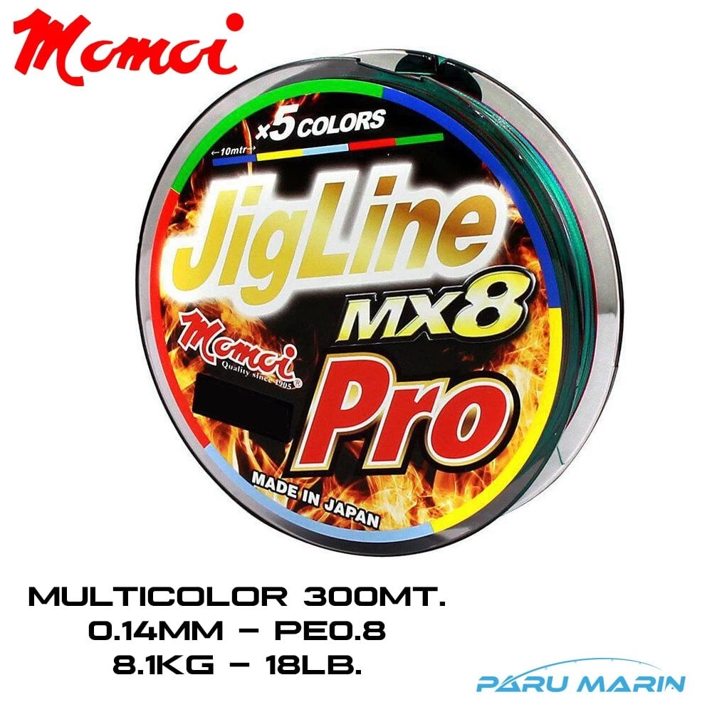 Momoi Jigline Mx8 Pro 0.14mm 300mt. Multicolor İp Misina