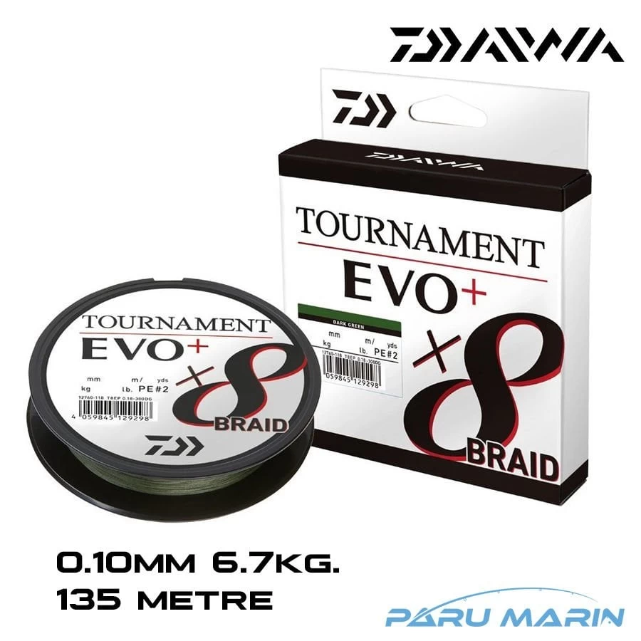 Daiwa Tournament Evo+ X8 135 Mt. 0.10mm 6.7kg. Koyu Yeşil İp Misina