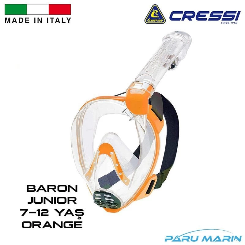 Cressi Baron Junior 7-12 Yaş Orange Tam Yüz Maskesi