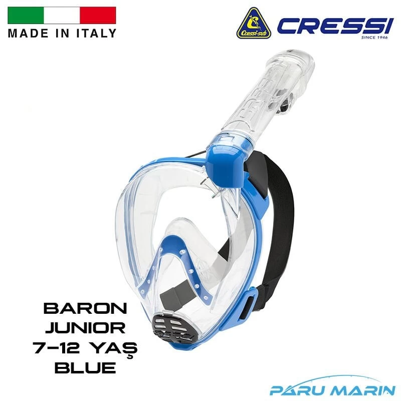 Cressi Baron Junior 7-12 Yaş Blue Tam Yüz Maskesi