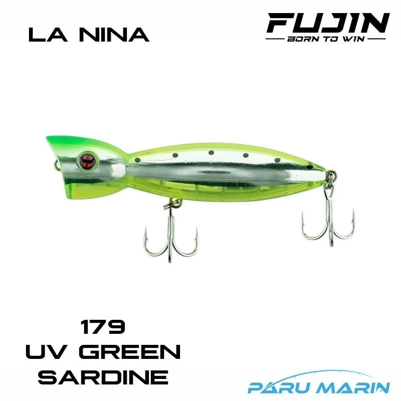 Fujin La Nina Maket Balık Su Üstü Popper 179 Uv Green Sardine