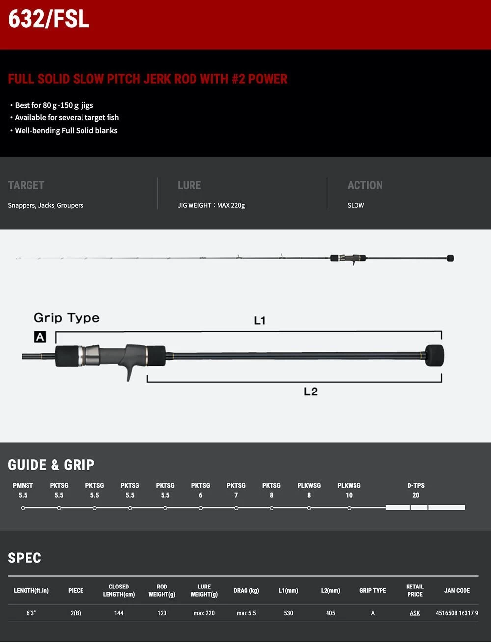 Tailwalk Slow Bump Ssd 633/fsl (s2p) Slow Jigging Kamış 190cm 300gr.