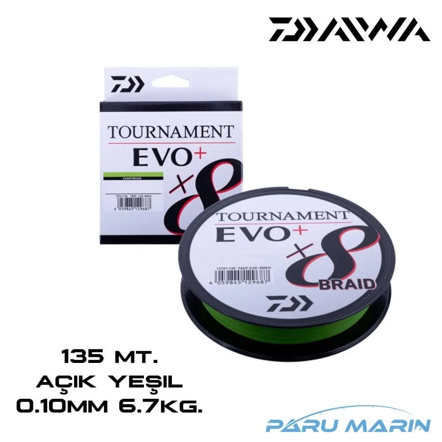 Daiwa Tournament Evo+ X8 135 Mt. 0.10mm 6.7kg. Açık Yeşil İp Misina