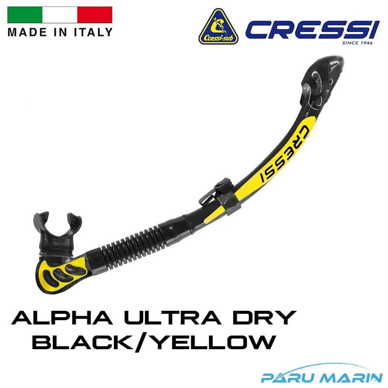 Cressi Alpha Ultra Dry Şnorkel Black / Yellow