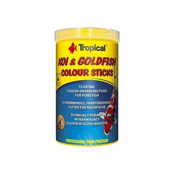 Tropical Koi Goldfish Colour Sticks Havuz Balıkları Için Renklendirici Temel Balık Yemi 1000 Ml 80 Gr