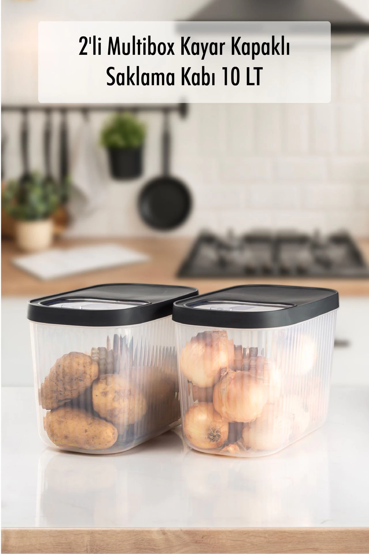 2'li 10 Lt Multibox Kayar Kapaklı Saklama Kabı & Erzak Kabı & Toz Ve Tablet Deterjan Kutusu
