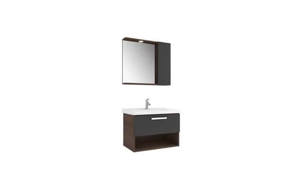 Kale Trevi 80 Cm Set (lavabo+lavabo Dolabı+yarım Dolaplı Ayna) Antrasit/ceviz