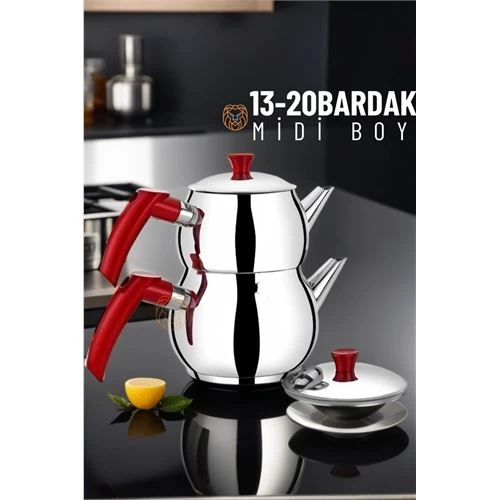 Modacar Küre Çaydanlık Seti 13-20 Bardak Paslanmaz Çelik