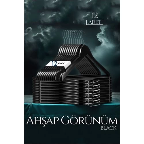 Modacar Siyah Ahşap Görünüm 12 Li Askı Seti Schönbuch Design