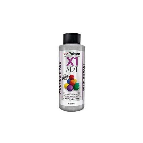 Polisan X1 Art Multisurface Yaldızlı Akrilik Hobi Boyası Gümüş 120 Ml