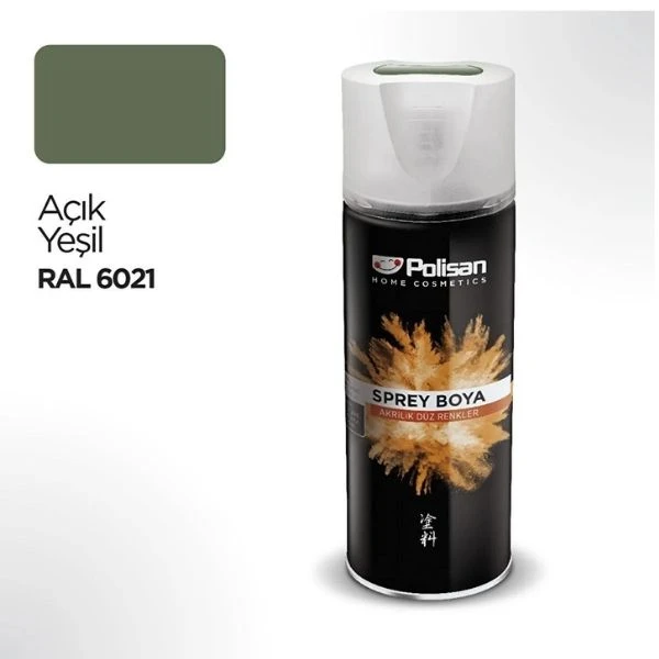 Polisan Akrilik Sprey Boya Açık Yeşil Ral 6021 400 Ml