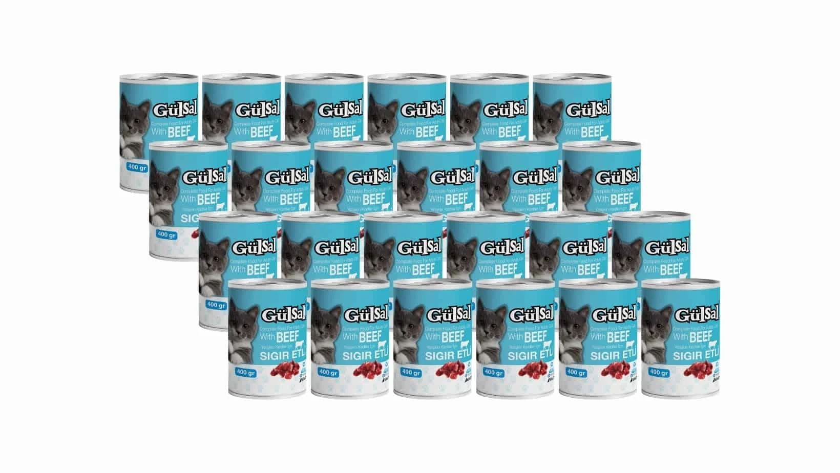 Gülsal Kedi Konserve Yaş Mama Sığır Etli 400 Gr X 24 Adet
