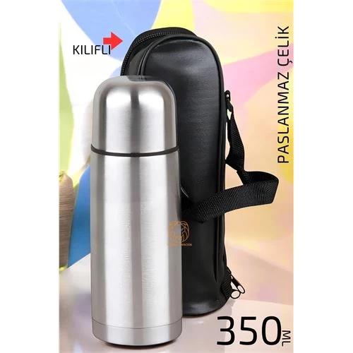Modacar Çelik Kılıflı Termos 350 Ml Deri Kılıflı Çelik Matara