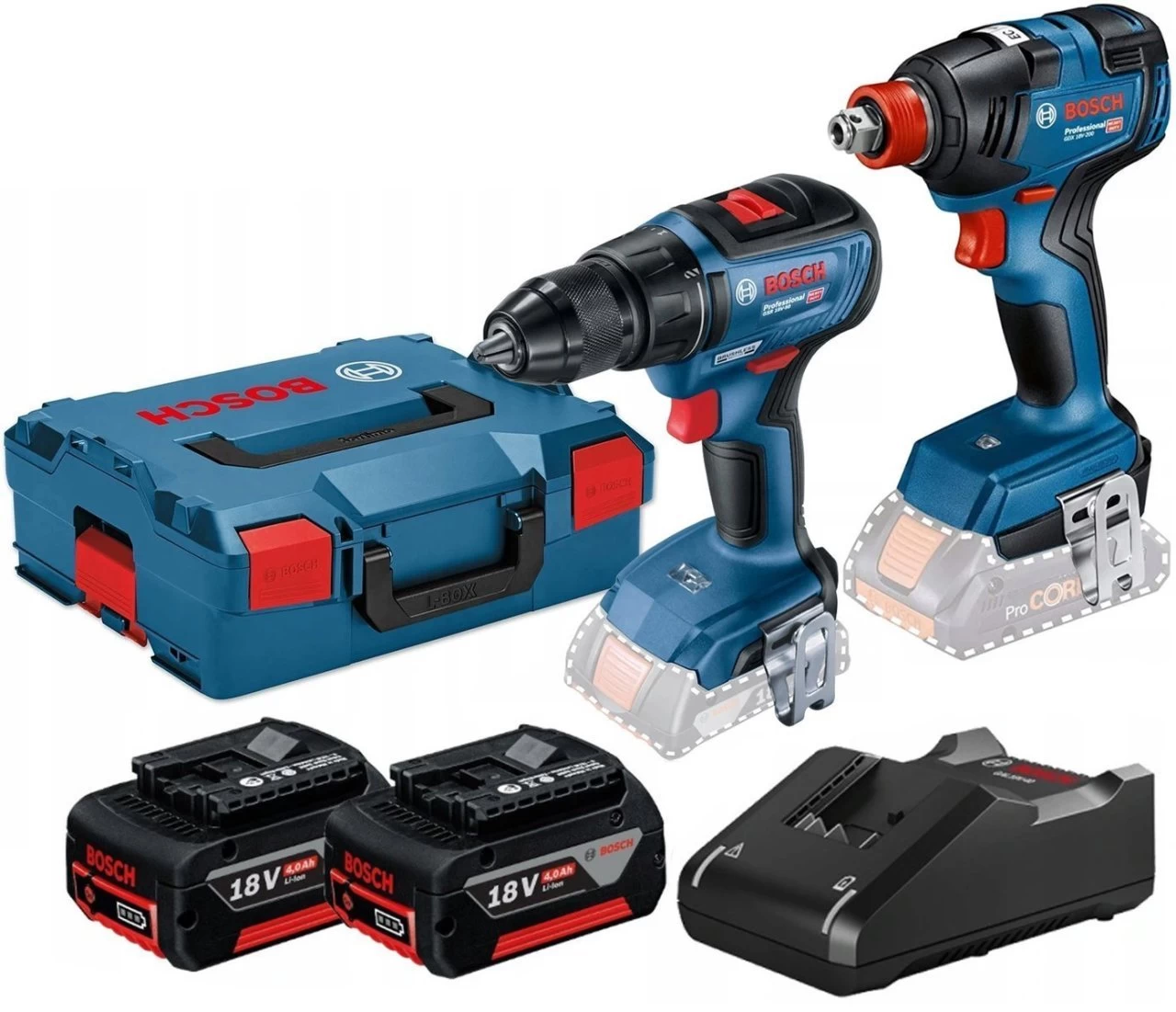Bosch Gsr 18V-50+Gdx 18V-200 (2*4,0 Ah) 2 Li Set