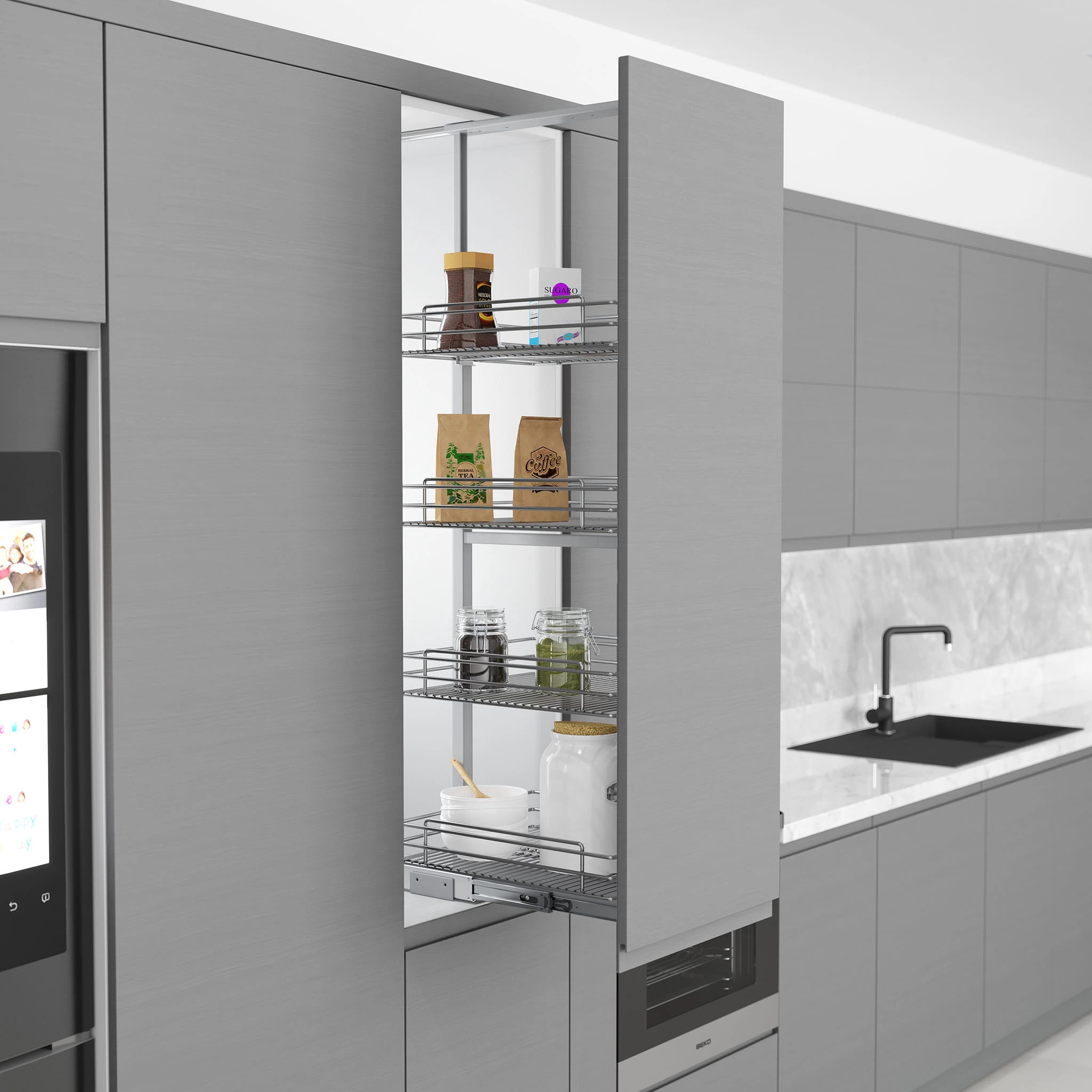 Starax S-1113-C Teleskobik Kiler 4 Sepet 230*510*1250 Krom 30 Cm