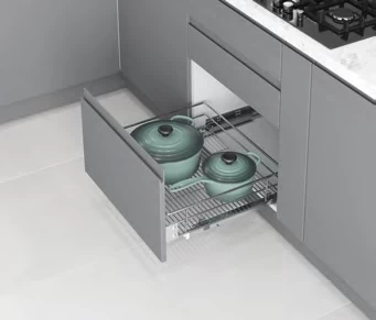 Starax S-2345-C Kapağa Monte Çift Açilim Gizli Rayli Çekmece 530*500*160 Krom 55 Cm