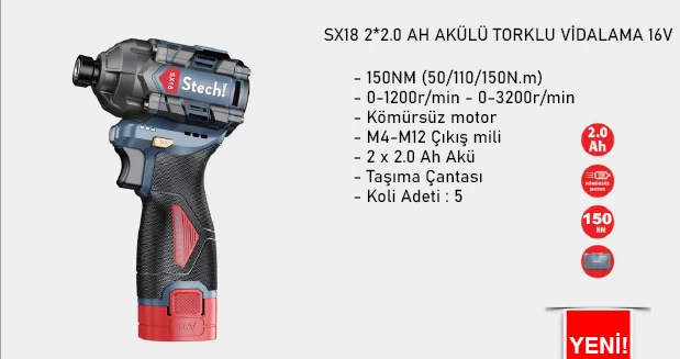 Stechend Sx18-2*2,0 Ah Akülü Torklu Matkap 16 V