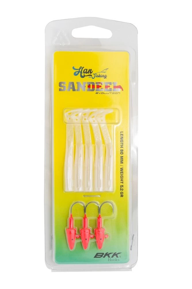 Hanfish Sandeel Silikon 80 Mm - 5.2 Gr. Sl-802 Pearl White Red Head