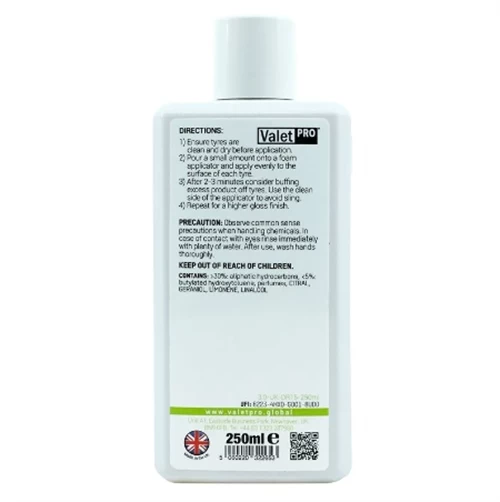 Valet Pro Maximum Shine Tyre Gel - Lastik Parlatıcı Jel 250 Ml