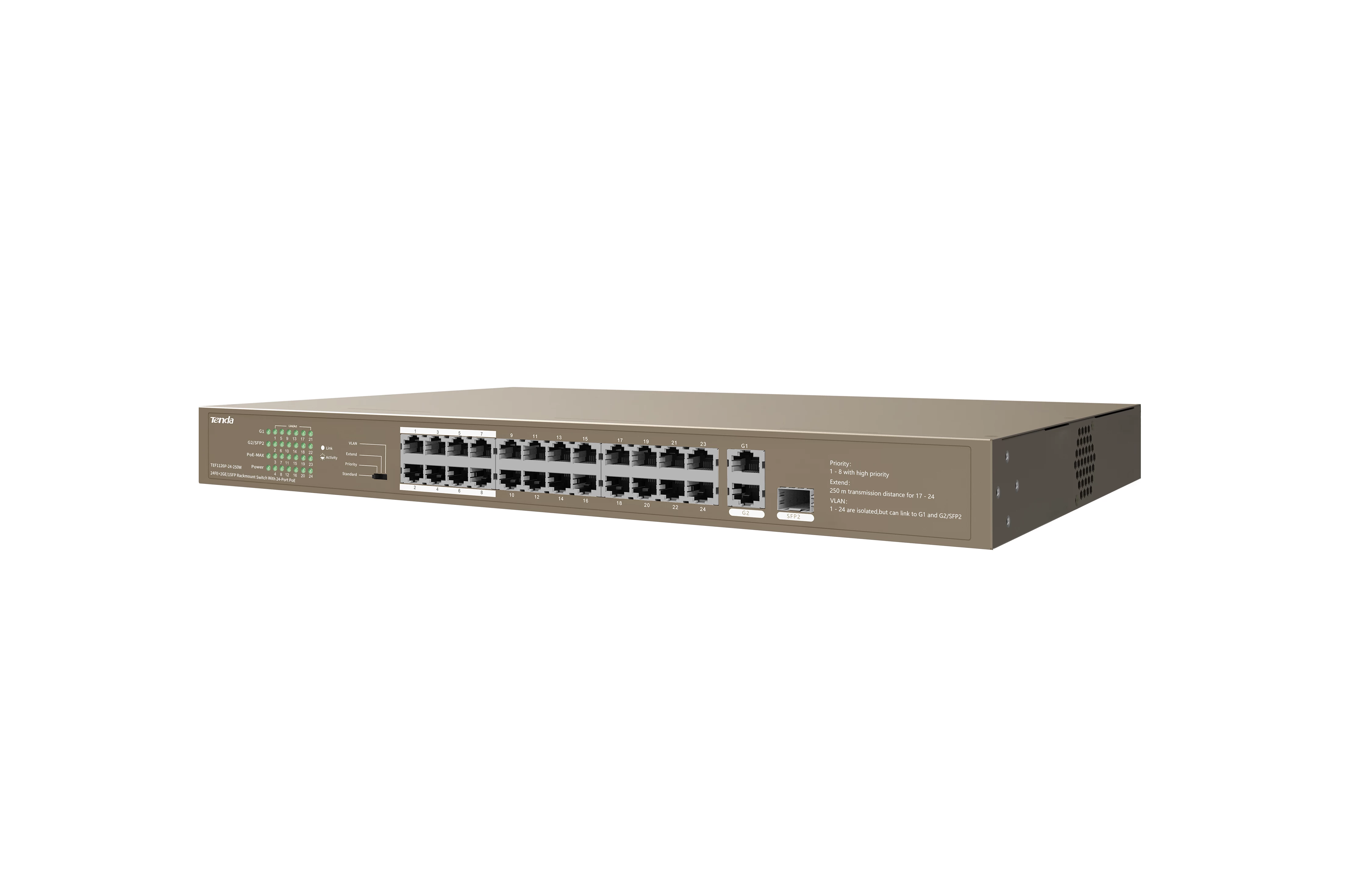 Tenda Tef1126p-24-250w 24port 10/100 YÖnetİlemez Poe Switch