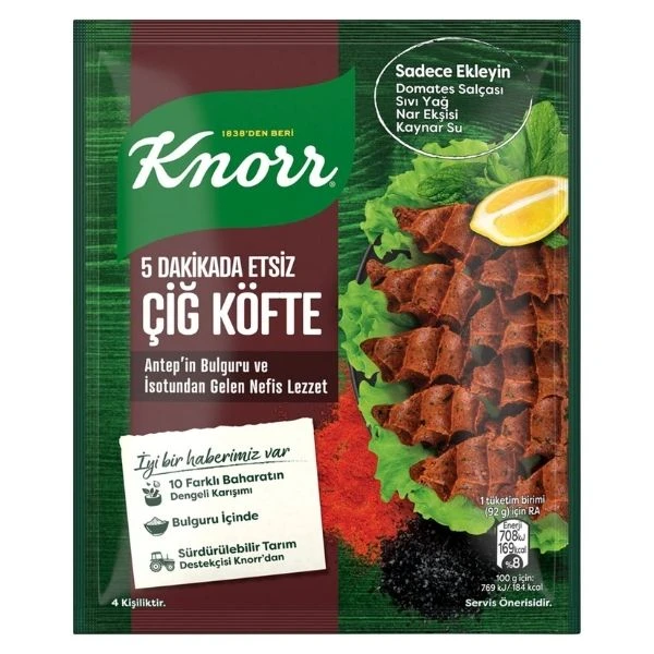 Knorr 5 Dakikada Etsiz Çiğ Köfte Seti 120 Gram