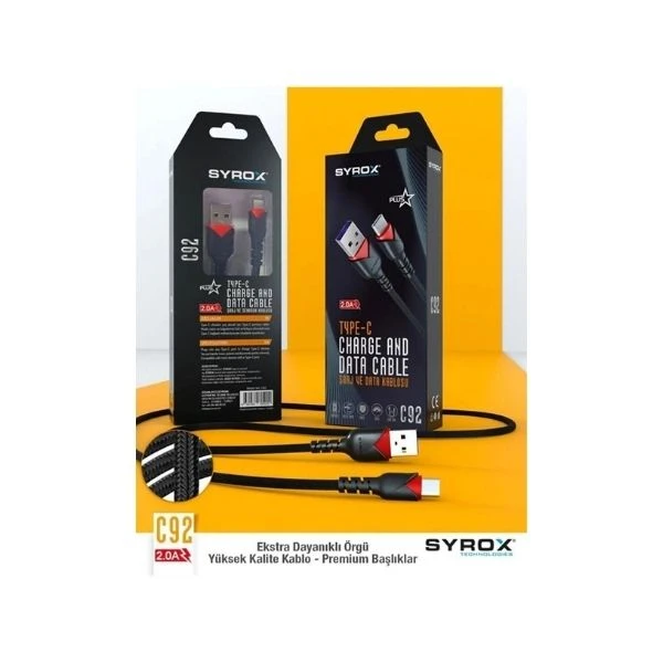 Syrox C92 Type-c Girişli Şarj Ve Data Kablosu
