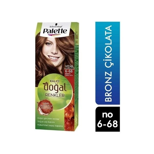 Palette Doğal Kalıcı Renkler Saç Boyası Bronz Çikolata 6-68