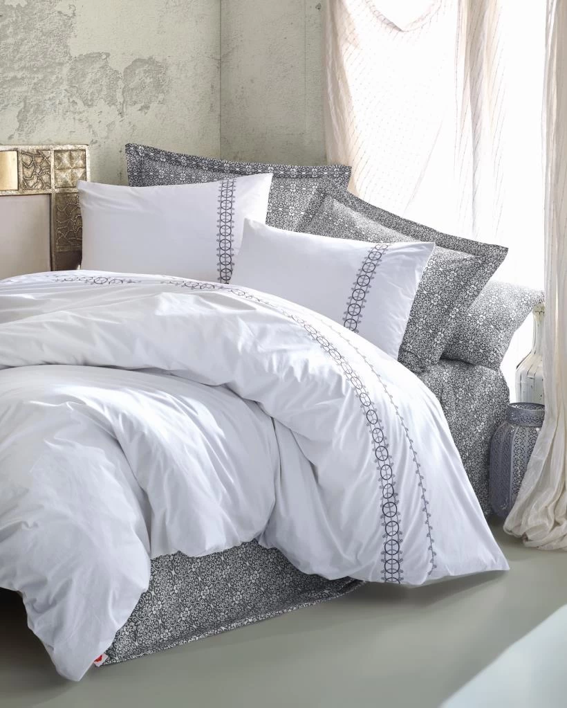 Cotton Box Majestic Seri Çift Kişilik Nevresim Takımı Paola Gri