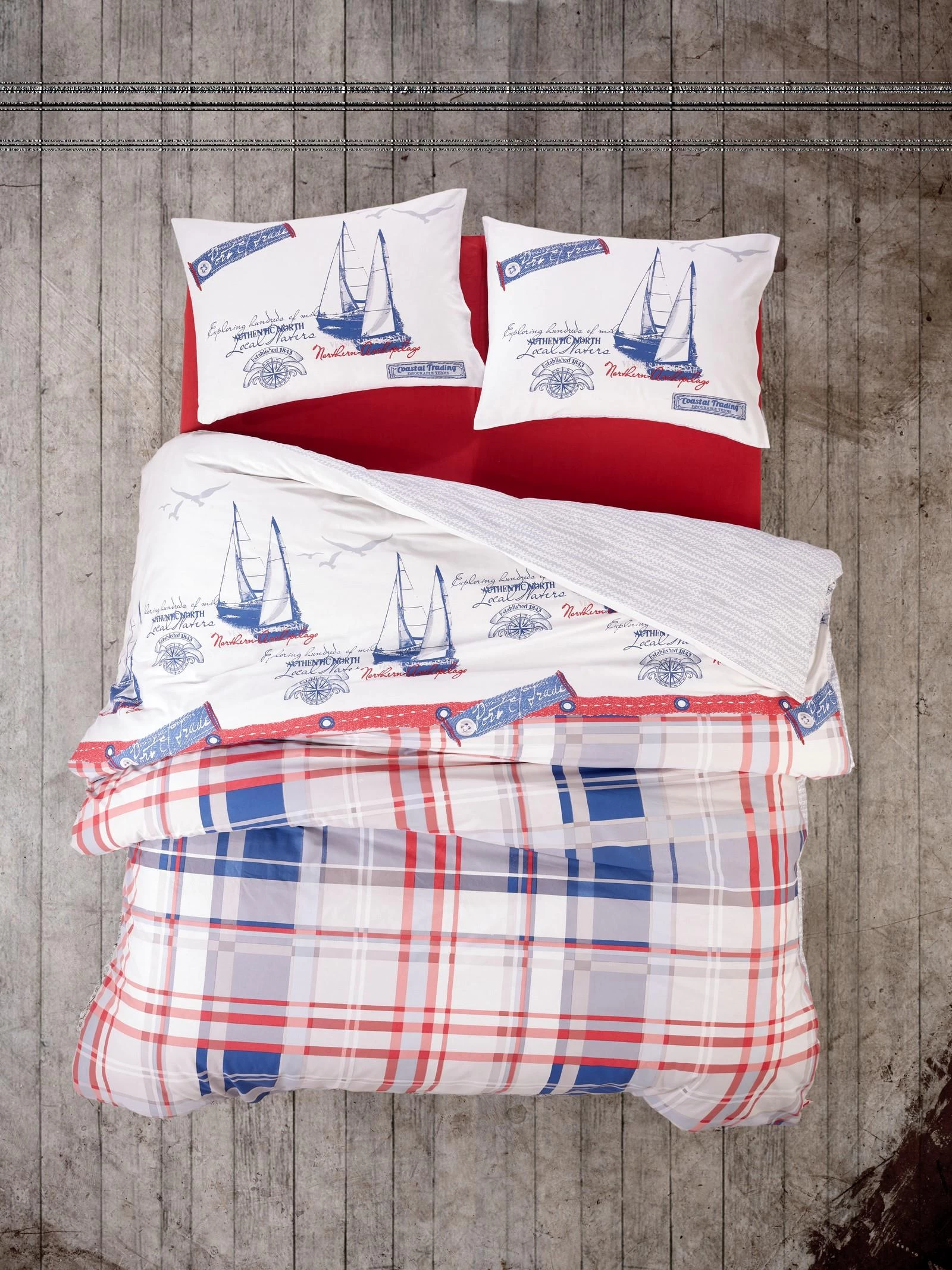 Cotton Box Maritime Nevresim Takımı Çift Kişilik Alesta Bordo