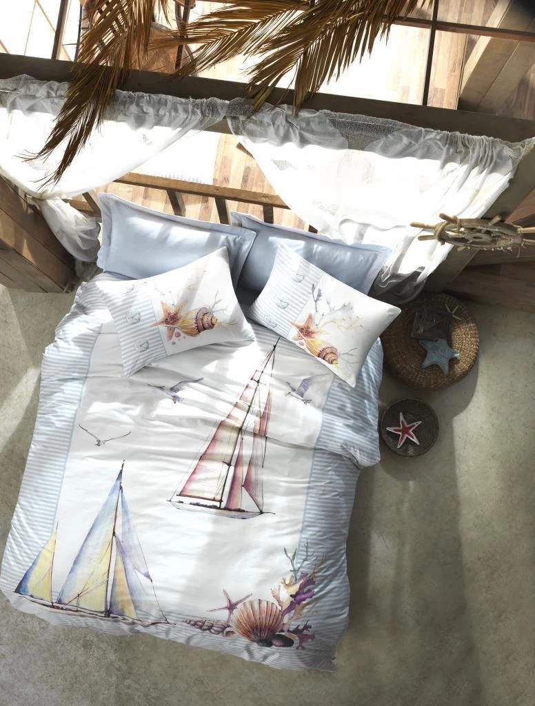 Cotton Box Maritime Nevresim Takımı Çift Kişilik Yacht Mavi