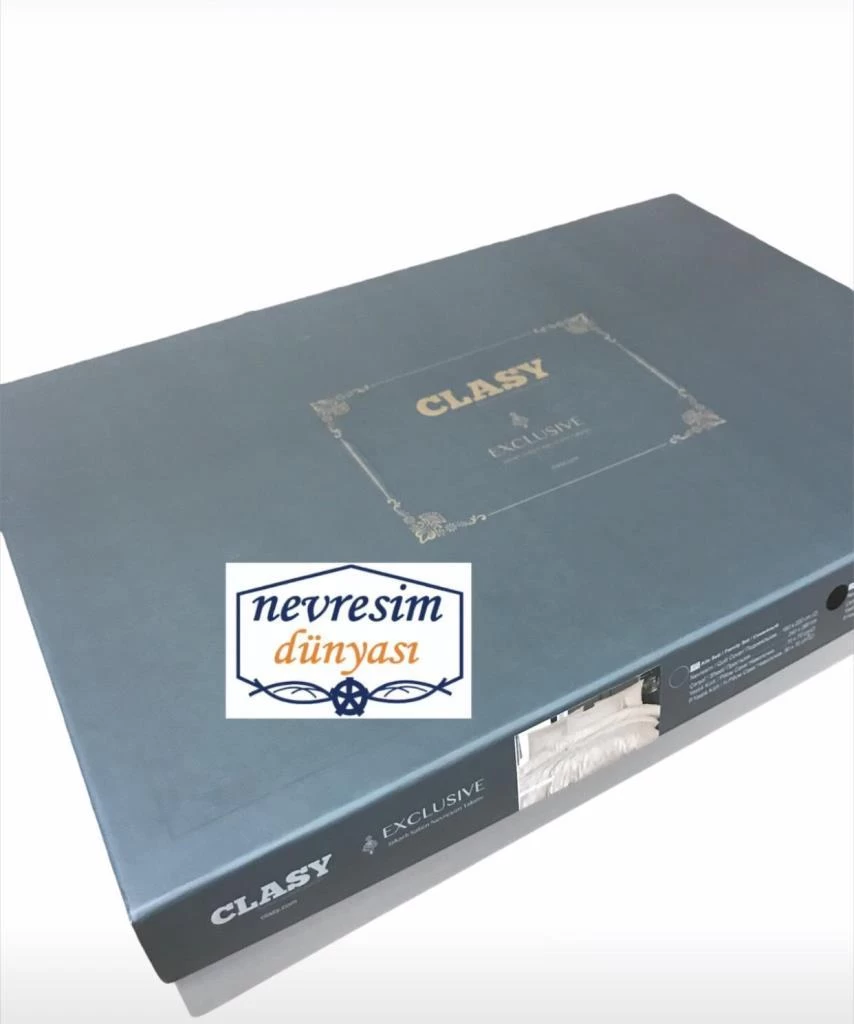 Clasy Exclusive Jakarlı Çift Kişilik Pamuk Saten Nevresim Takımı Pavaya V1 Beyaz