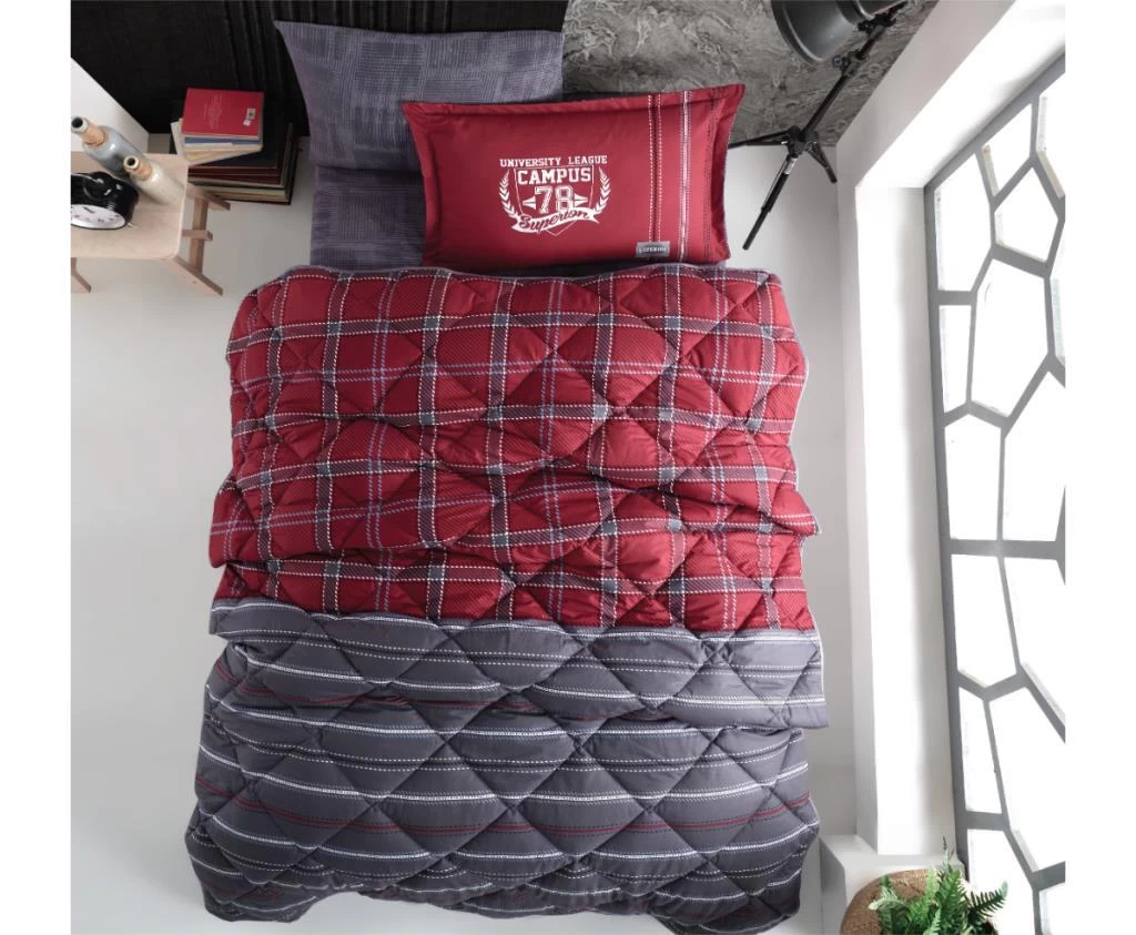 Clasy Tek Kişilik Ranforce Genç Desen Uyku Seti Campus V1 Bordo
