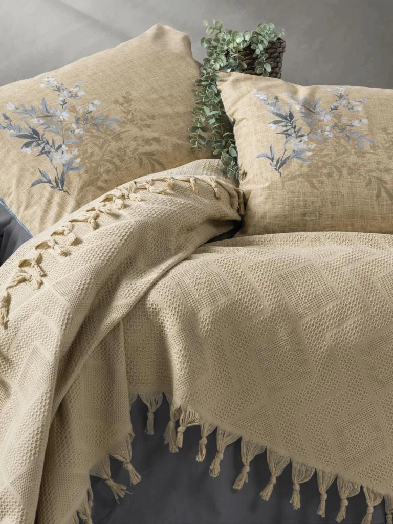 Cotton Box Çift Kişilik Jakarlı Pike Takımı Origin Cappucino