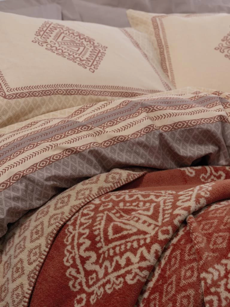 Cotton Box Çift Kişilik Battaniyeli Nevresim Takımı Hardy Kahve
