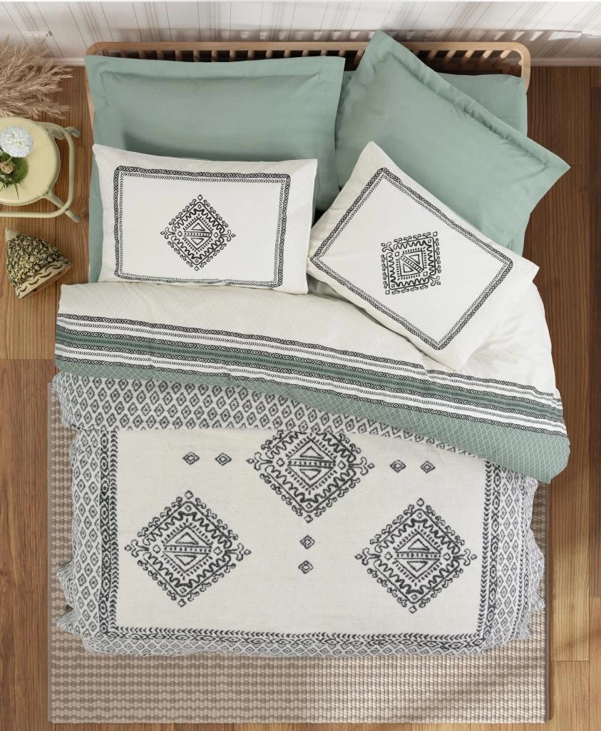 Cotton Box Çift Kişilik Battaniyeli Nevresim Takımı Hardy Yeşil