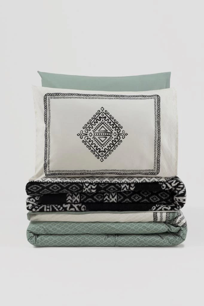 Cotton Box Çift Kişilik Battaniyeli Nevresim Takımı Hardy Yeşil