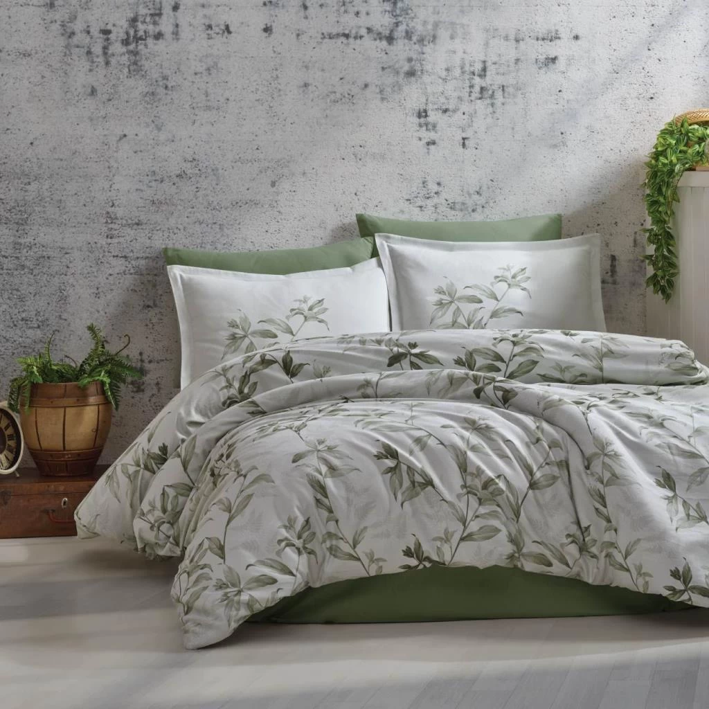 Clasy Pamuk Saten Çift Kişilik Nevresim Takımı Mass V2 Yeşil