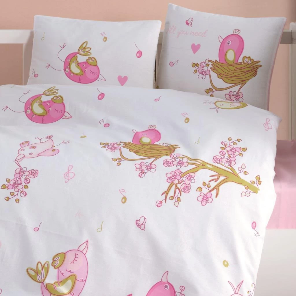Clasy Bebek Nevresim Takımı Singer Birds V1 Pembe