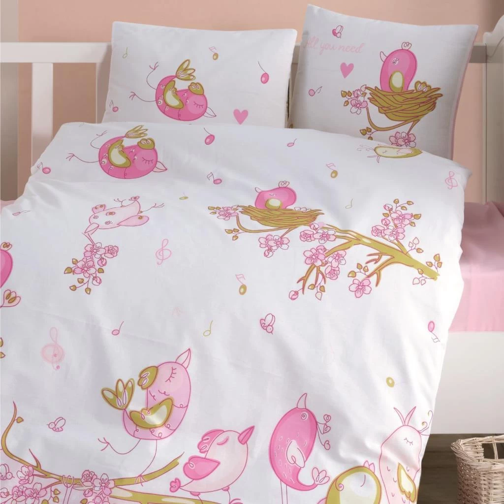 Clasy Bebek Nevresim Takımı Singer Birds V1 Pembe