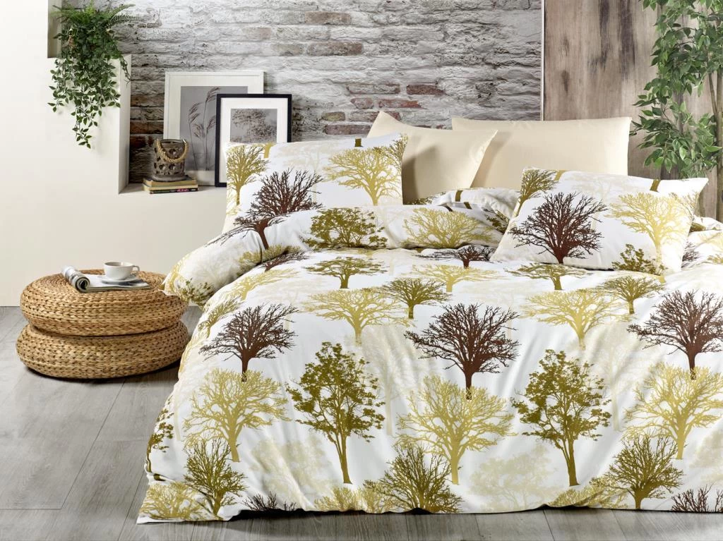 Nevresim Dünyası Classic Çift Kişilik Nevresim Takımı Tree Bej