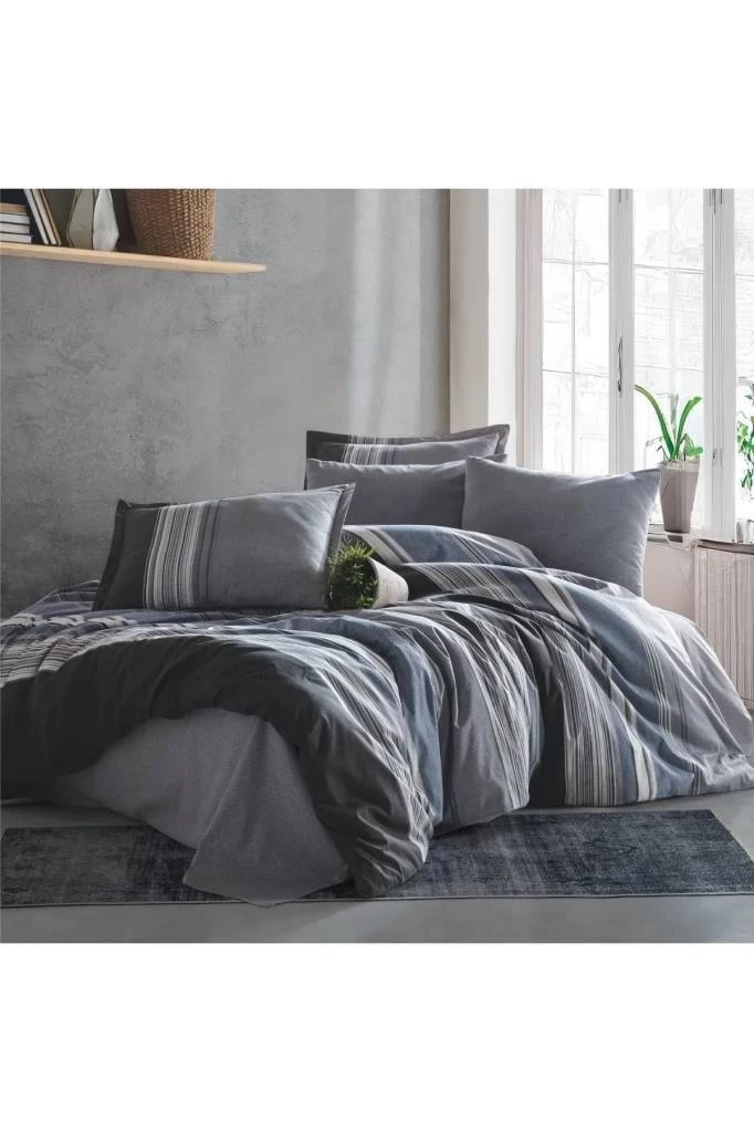 Clasy Ranforce Nevresim Takımı Çift Kişilik Duko V2 Antrasit