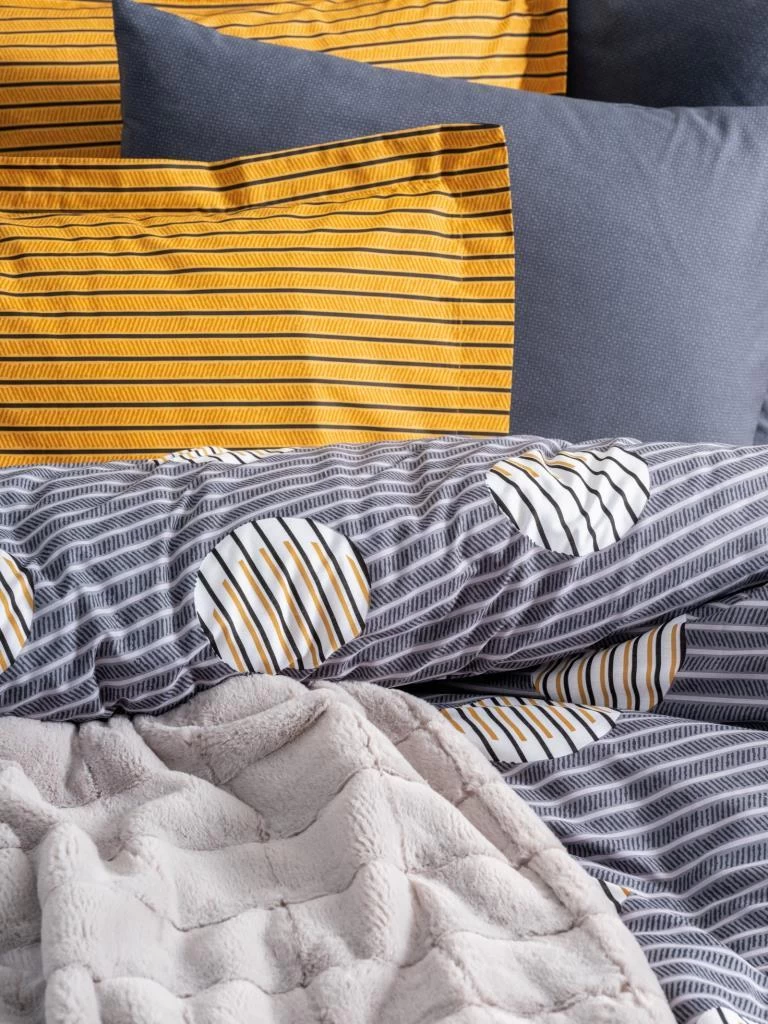 Cotton Box Trim Çift Kişilik Battaniyeli Nevresim Takımı Smooth Gri