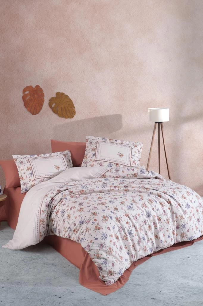 Clasy Ranforce Nevresim Takımı Çift Kişilik Visam V1 Kiremit