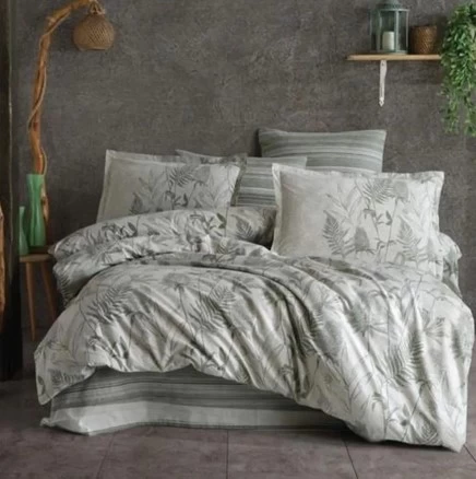 Clasy Ranforce Nevresim Takımı Çift Kişilik Tuva V1 Yeşil